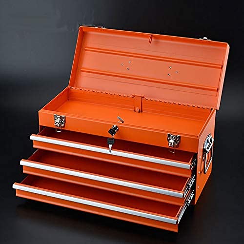 Edward Tools Portable Metal Tool Box with Drawers 20”- Keyed Center Lock for Security - Powder Coated Scratch Resistant Finish - Heavy duty chest latches - Full Extension Drawers