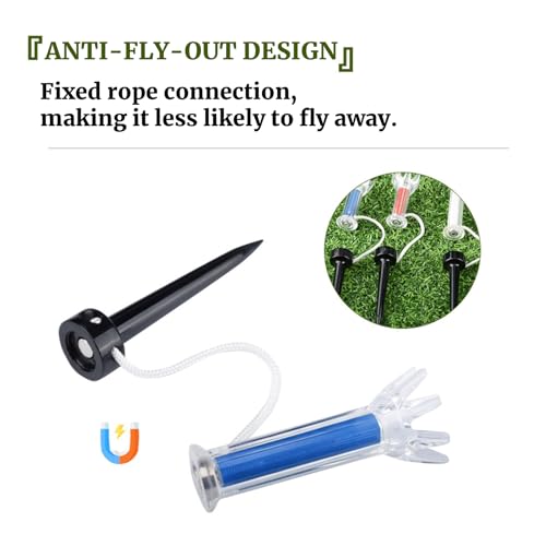 Magnetic Golf Tees 5 Pack - 90mm Flexible Polymer Training Tees with 360° Rotating Base