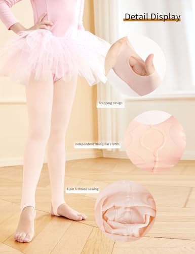 Stirrup Tights for Dance, Ballet & Gymnastics - Ballet Pink, 12-15 Years