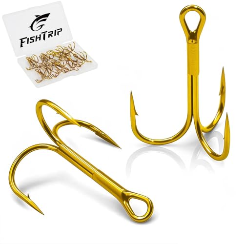 Treble Fishing Hooks - 25pcs Gold Replacement Hooks #14