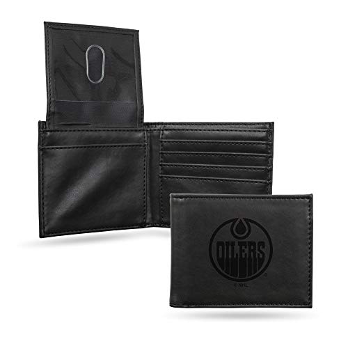 NHL Laser Engraved Billfold Wallet - Edmonton Oilers Black