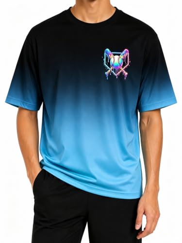 Lovekider Boys Gradient T-Shirt 9-10 Years Drip Baseball Short Sleeve Graphic Tee