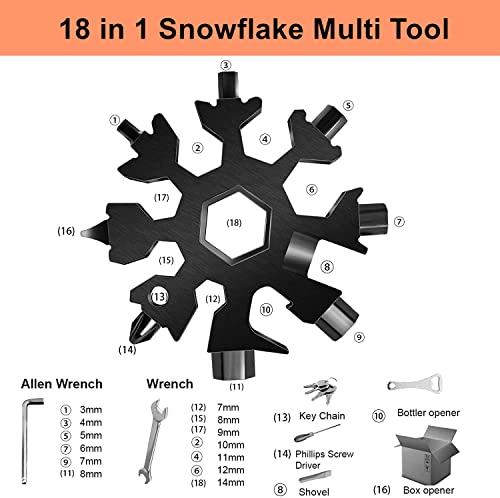 18-in-1 Snowflake Multi Tool - Black, EDC Gadget & Gift