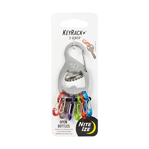 Key Rack Organizer with Carabiner & S-Biners - Stainless/Bright Colors