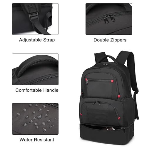 Seyfocnia 21-Inch Waterproof Gym Backpack for Men with Shoe Compartment - Casual Black