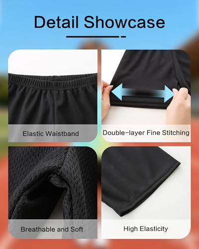 KIKINOTE Toddler Boys Athletic Shorts 3-Pack - Basketball & Soccer Style Size 2-5T, Black Gray Blue