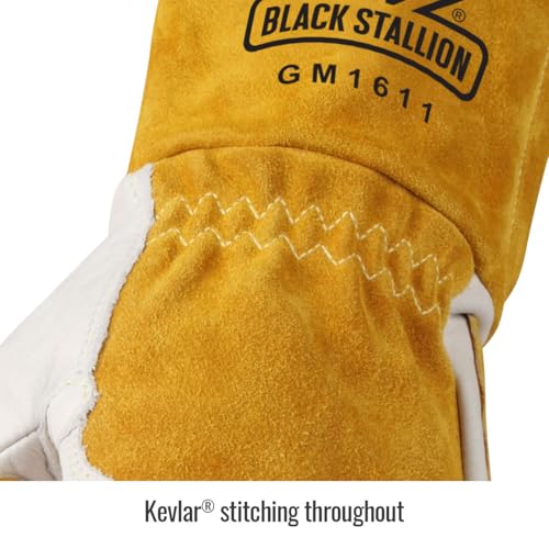 Black Stallion GM1611-WT Cowhide MIG Glove with Reinforced Palm & Thumb, Small