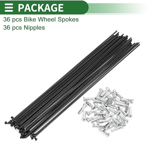 Bicycle Spokes Set - 14G Carbon Steel, 265mm, Black