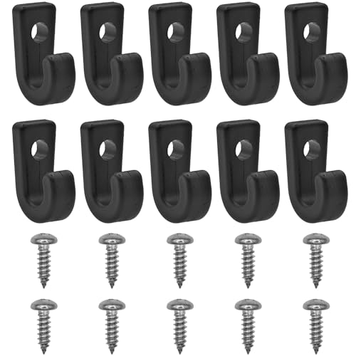 10 PCS Kayak J Hooks with Screws - Nylon Lashing Hooks for Canoes & Boats