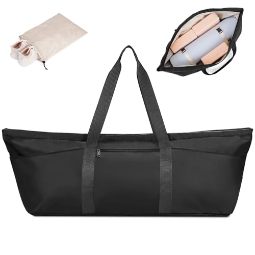 Large Yoga Mat Bag with Trolley Sleeve & Wet Pocket - Black