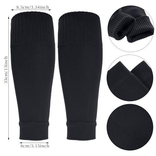 Kids Soccer Socks Leg Sleeves - 3 Pairs for Youth Boys & Girls - Black