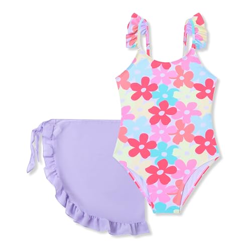 Girls One-Piece Swimsuit with Mesh Cover-Up - Size 13-14Y Purple