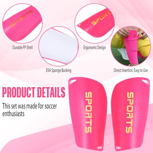 Kids Soccer Shin Guards with Sock Sleeves - Small Pink