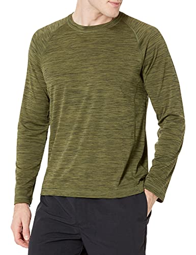 Men's Long-Sleeve Quick-Dry UPF 50 Swim Tee - Large Olive Heather