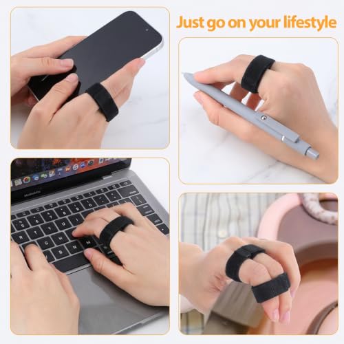 Buddy Tape Finger Straps - 10 Pcs Padded Splint for Injured Fingers - Black - 12.5cm
