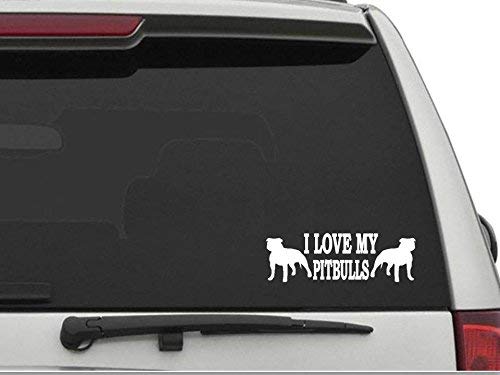 I Love My Pitbulls Vinyl Die-Cut Decal - 8x5 Inch Weatherproof Sticker
