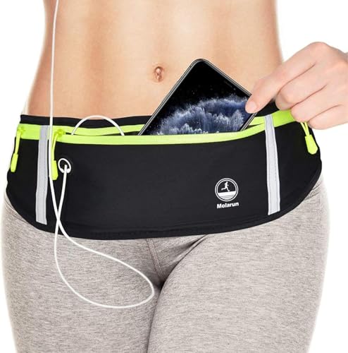 Slim Running Belt Fanny Pack - Water Resistant, Adjustable - Black