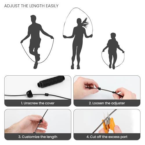 Adjustable Jump Rope for Cardio & Endurance Training - Full Black