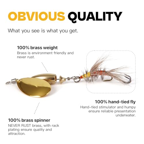 10 Pcs Trout Spinner Lures with Stimulator & Rooster Tail - Hand-Tied Fishing Baits for Bass Pike Salmon