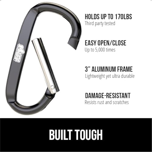 Heavy Duty Aluminum Carabiner Clip - 3 Inch, 170lbs Capacity