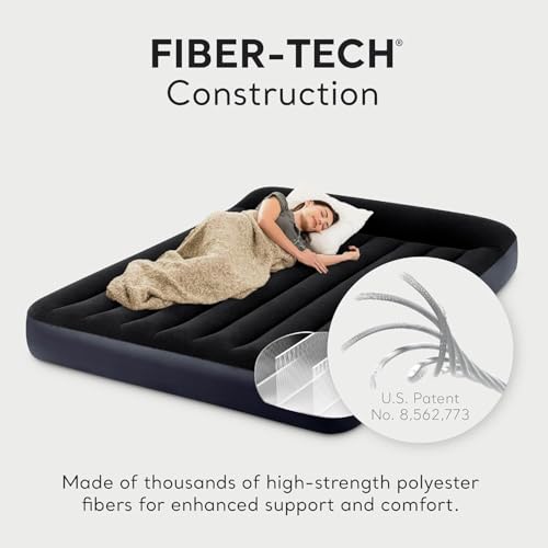 Intex Queen Size Dura-Beam Air Mattress with Inflatable Pillows & Hand Pump