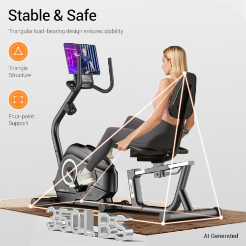 Recumbent Exercise Bike with 16-Level Magnetic Resistance - 350 lbs Capacity