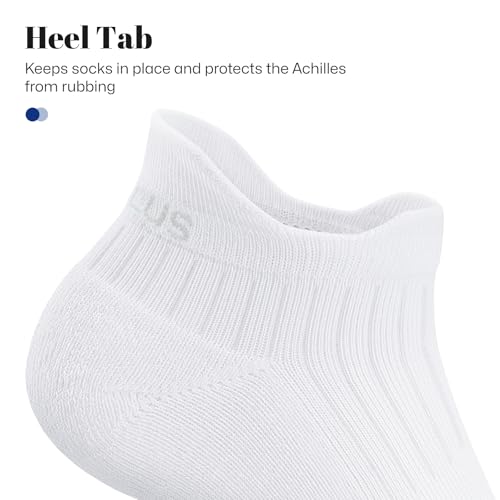 Cushion Running Socks - Medium White, 6 Pairs Ankle Socks for Men & Women