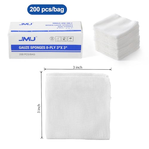 200 Non-Sterile 3x3 Woven Gauze Sponges - 8-Ply Absorbent Pads