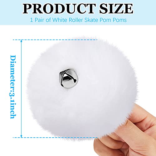 Roller Skate Pom Poms with Bells - 8 cm White Fluffy Balls