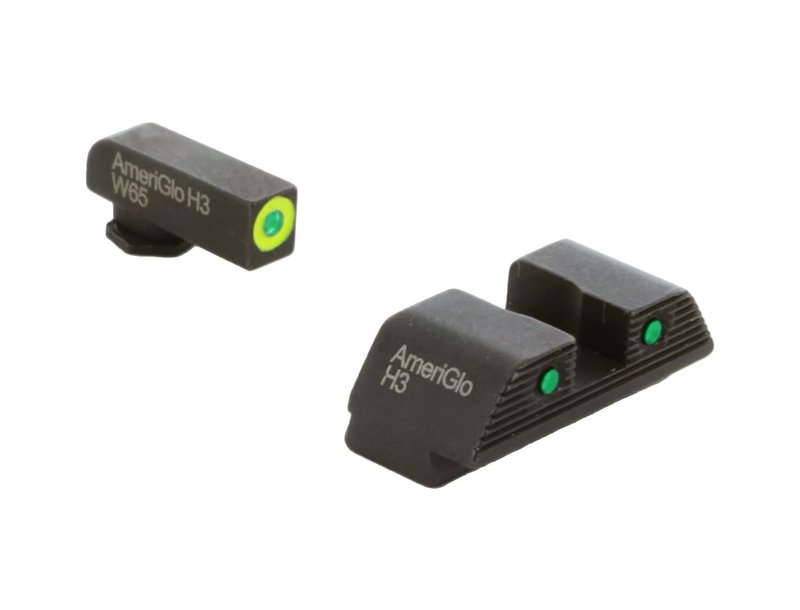 AmeriGlo Trooper Night Sight Set for Gen 1-4 10mm/.45/.357 Glock 20, 21, 29, 30, 31, 32, 36, 40, 41, LumiGreen Front Outline, Black Rear – GL-820