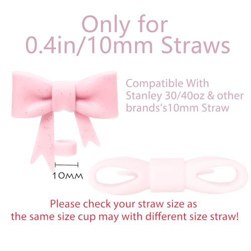 Glitter Pink Bow Straw Cover for Tumbler 30/40oz - Fits Quencher H2.0