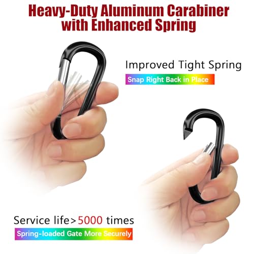 4" Black Aluminum Carabiner Clips - Set of 4 Heavy-Duty D Rings