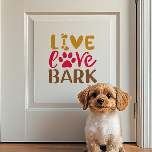MAYJOYDIY 9Pcs Dog Paw Print Stencil 5.9¡¿5.9inch Cute Puppy Painting Stencils Reusable Love Mom Bark Template DIY Craft for Painting on Wood Furniture Canvas Wall Decoration