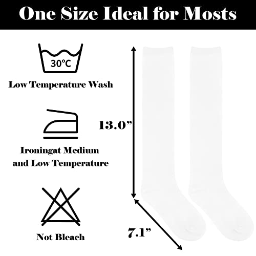 Knee High Socks for Women - Striped Athletic Socks - 2 Pairs White