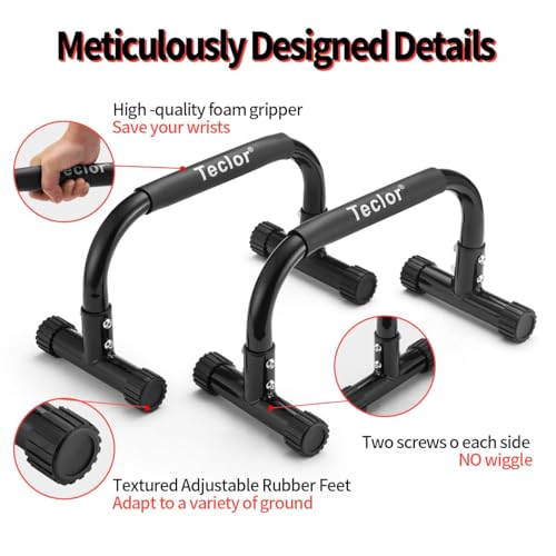 Heavy-Duty Push Up Bars - Parallettes for L-Sit & Dip - Black