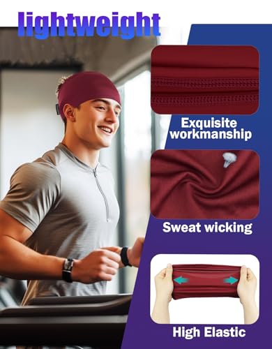 Cooling Skull Wrap Headband - Burgundy, Moisture-Wicking Sports Band