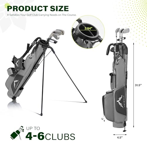Lightweight Par 3 Golf Stand Bag - Grey, Holds 4-6 Clubs