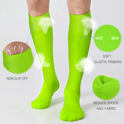 XZQTIVE Fluorescent Green Youth & Adult Baseball & Softball Socks – Solid Colors, Medium