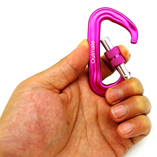 Heavy-Duty Aluminum Alloy Carabiner Clips - 12kN, 2 Pink