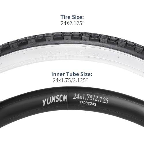 YunSCM 2-Pack 24x2.125 White Wall Bike Tires for Mountain, Gravel & Hybrid Bikes