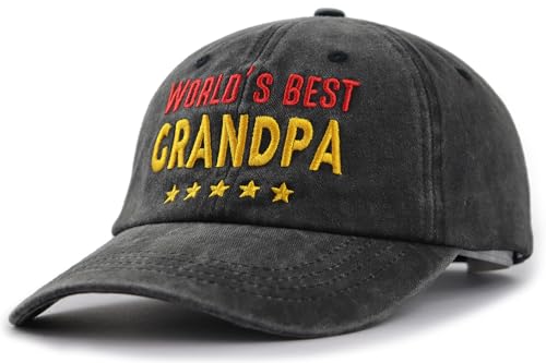 World's Best Grandpa Baseball Cap - Adjustable Cotton Hat - Black