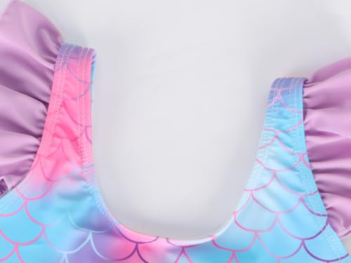 One Piece Princess Swimsuit for Girls - Ruffle Swim Dress, 7-8 Years