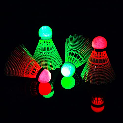 LED Badminton Shuttlecocks - Durable Nylon Glow-in-the-Dark Birdies, 4 Pack