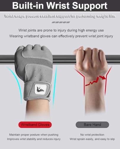 Weight Lifting Gloves for Men & Women - Anti-Slip Fingerless - Black, Large