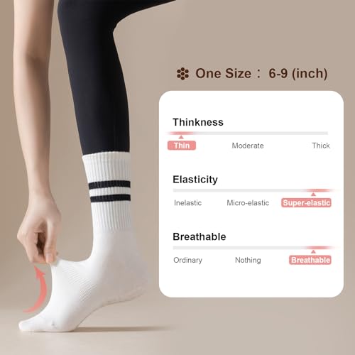 Non-Slip Yoga Pilates Socks with Grips - 3 Pairs Black/White/Pink