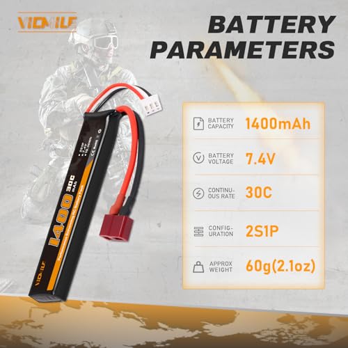 1400mAh 7.4V Lipo Battery with Dean-Style T Plug & USB Charger - 2 Pack