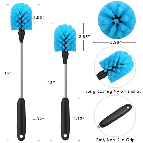 Stainless Steel Water Bottle Cleaning Brush - 2 Pack with Long Handle