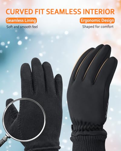 Waterproof Winter Gloves with Touchscreen Fingers - Black, X-Small