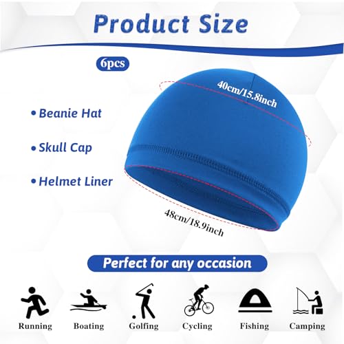 6-Pack Skull Caps for Men - Lightweight Stretchy Beanie Set