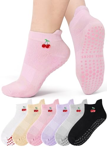 Grip Pilates Socks for Women - 6 Pairs Non-Slip Yoga Socks